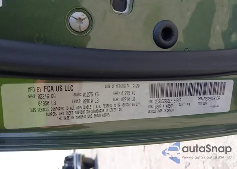 2020 Dodge Challenger Sxt из США, поврежденный, VIN 2C3CDZAG6LH134727